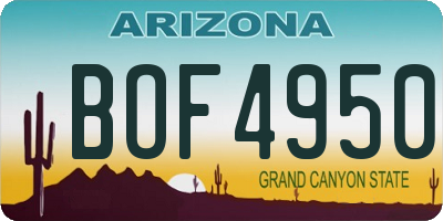 AZ license plate BOF4950