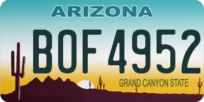 AZ license plate BOF4952
