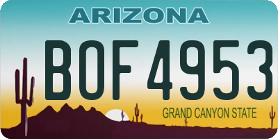 AZ license plate BOF4953