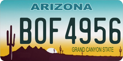 AZ license plate BOF4956