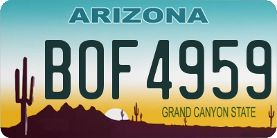 AZ license plate BOF4959