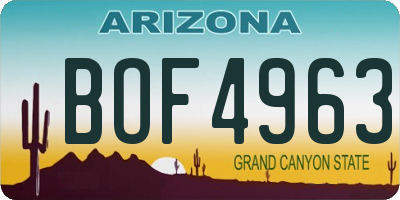 AZ license plate BOF4963