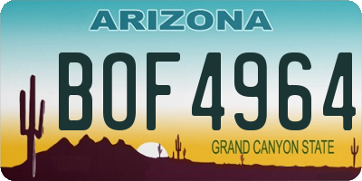 AZ license plate BOF4964