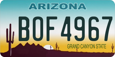 AZ license plate BOF4967