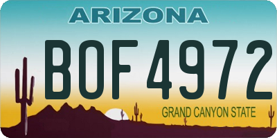 AZ license plate BOF4972