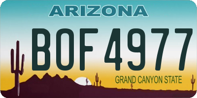 AZ license plate BOF4977