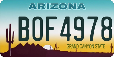 AZ license plate BOF4978