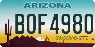 AZ license plate BOF4980
