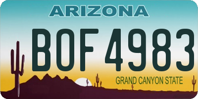 AZ license plate BOF4983