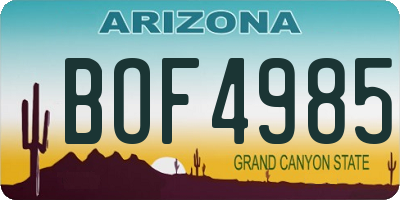 AZ license plate BOF4985