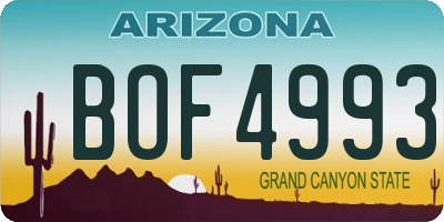 AZ license plate BOF4993