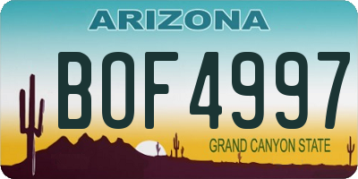 AZ license plate BOF4997
