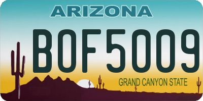 AZ license plate BOF5009