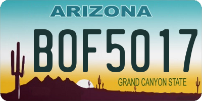 AZ license plate BOF5017