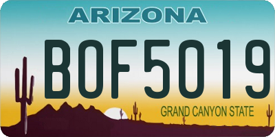 AZ license plate BOF5019