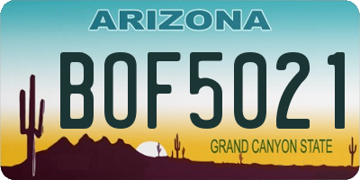 AZ license plate BOF5021