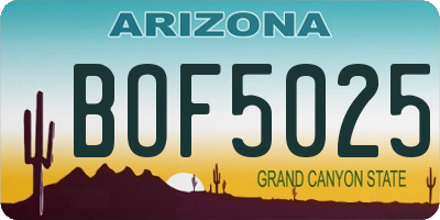 AZ license plate BOF5025