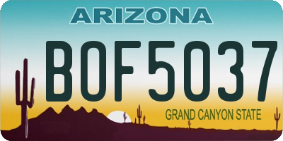 AZ license plate BOF5037