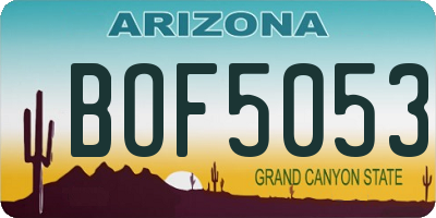 AZ license plate BOF5053