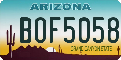 AZ license plate BOF5058