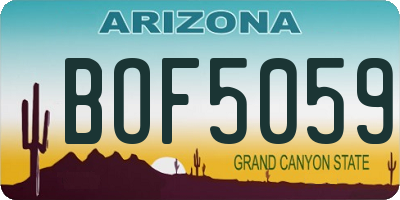 AZ license plate BOF5059
