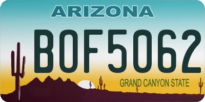 AZ license plate BOF5062