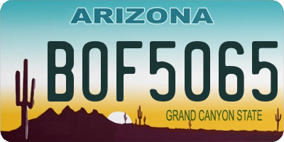 AZ license plate BOF5065