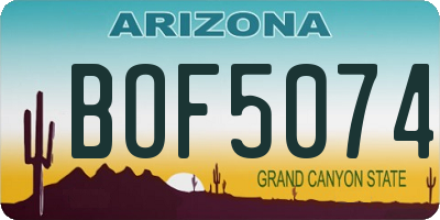 AZ license plate BOF5074