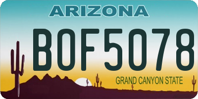 AZ license plate BOF5078