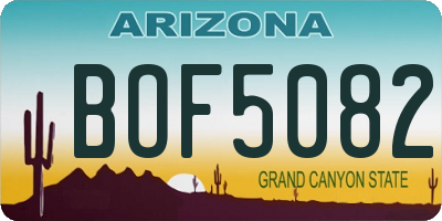 AZ license plate BOF5082