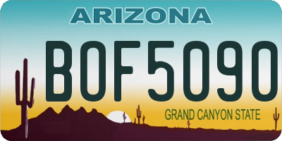 AZ license plate BOF5090