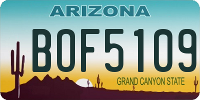 AZ license plate BOF5109
