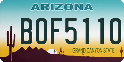 AZ license plate BOF5110
