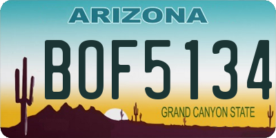 AZ license plate BOF5134
