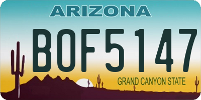 AZ license plate BOF5147