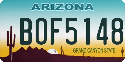 AZ license plate BOF5148