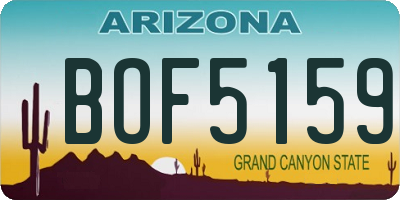 AZ license plate BOF5159
