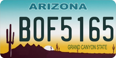 AZ license plate BOF5165