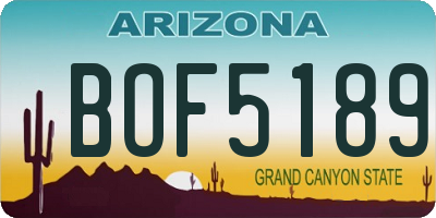 AZ license plate BOF5189