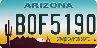 AZ license plate BOF5190