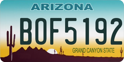 AZ license plate BOF5192
