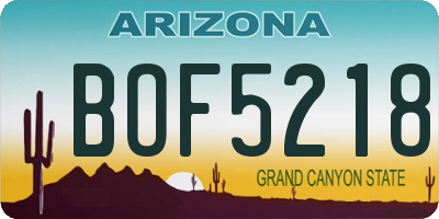 AZ license plate BOF5218
