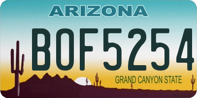 AZ license plate BOF5254