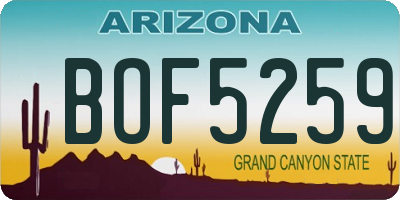 AZ license plate BOF5259