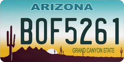 AZ license plate BOF5261