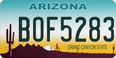 AZ license plate BOF5283