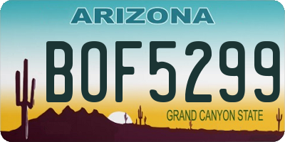 AZ license plate BOF5299