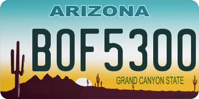 AZ license plate BOF5300