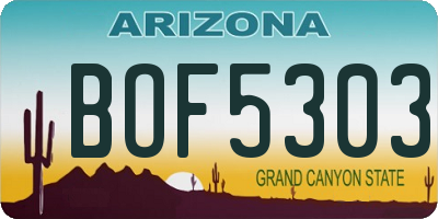 AZ license plate BOF5303
