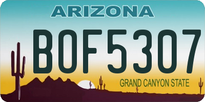 AZ license plate BOF5307